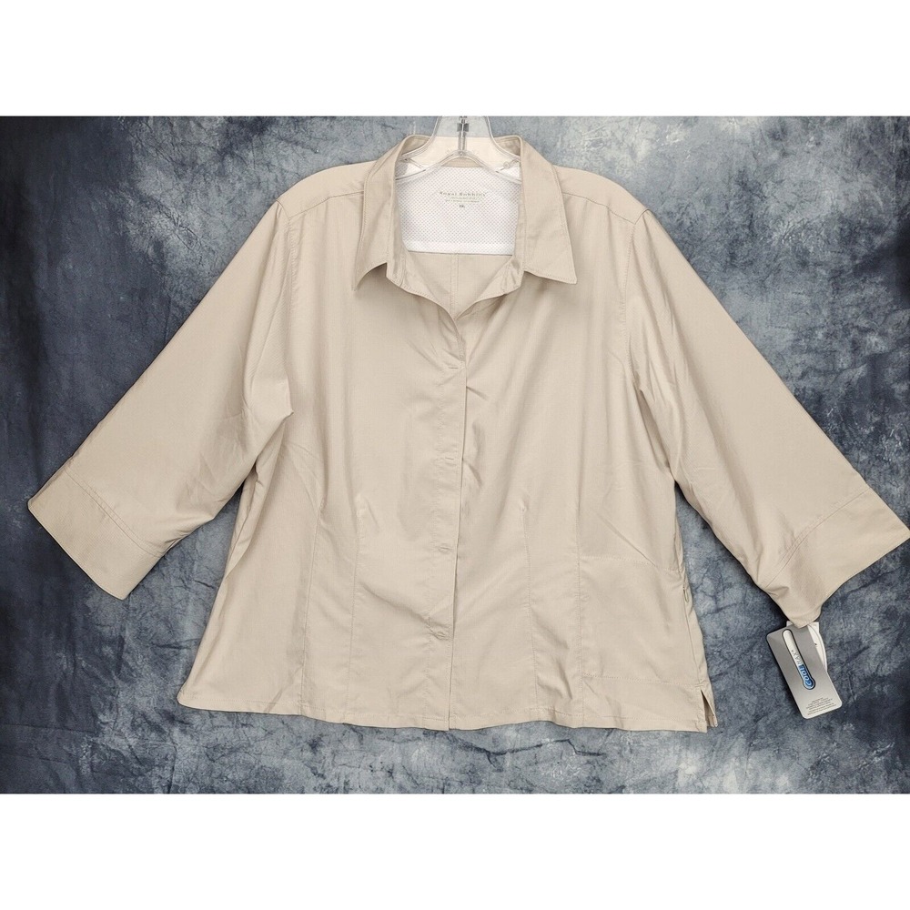 Royal Robbins Womens Shirt SZ XXL Beige Vented Resistant to Abrasions Punctures
